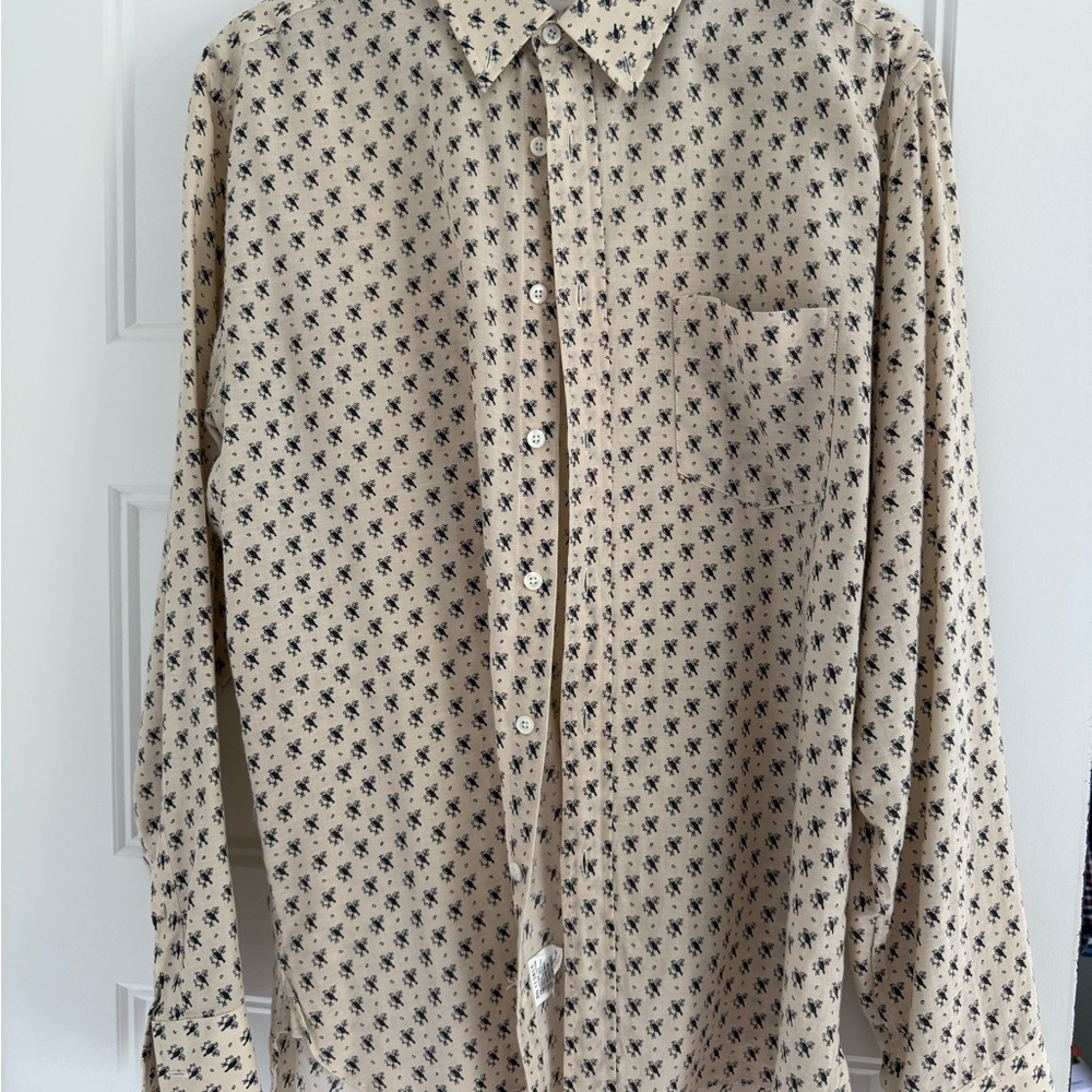 Billy Reid Men's Beige Patterned Shirt
